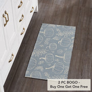 Grey Pumpkin Silhouette Indoor Outdoor Accent Rug Fall Autumn Polypropylene Rectangle Doormat 17x36 Inch (2 Piece Buy One, Get One Free Bundle)