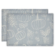 Farmhouse Fall Harvest Grey Cotton Pumpkin Silhouette Placemat Set of 2 (13x19 inch) Autumn Thanksgiving Dining Table Decor (4 Piece Buy One, Get One Free Bundle)