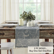 Grey Pumpkin Silhouette Table Runner 12x36 Inch Fall Autumn Harvest Farmhouse Decorative Home Decor Accent for Dining & Kitchen (2 Piece Buy One, Get One Free Bundle)