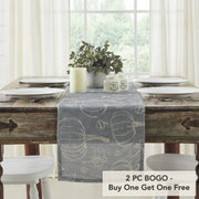 Autumn Harvest Grey Pumpkin Silhouette Table Runner 12x48 Inch Seasonal Fall & Halloween Kitchen Dining Decor (2 Piece Buy One, Get One Free Bundle)