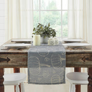 Autumn Harvest Grey Pumpkin Silhouette Table Runner 12x48 Inch Seasonal Fall & Halloween Kitchen Dining Decor (2 Piece Buy One, Get One Free Bundle)
