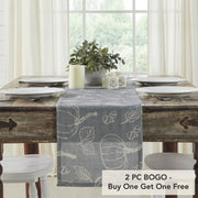 Modern Grey Pumpkin Silhouette Fall Autumn Halloween Table Runner 12x60 Dining Home Decor (2 Piece Buy One, Get One Free Bundle)