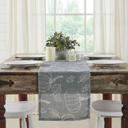 Modern Grey Pumpkin Silhouette Fall Autumn Halloween Table Runner 12x60 Dining Home Decor (2 Piece Buy One, Get One Free Bundle)