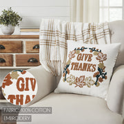 Thanksgiving Fall Harvest Wheat Plaid Give Thanks Throw Pillow 18x18 Rustic Farmhouse Decorative Home Accent (2 Piece Buy One, Get One Free Bundle)