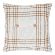 Thanksgiving Fall Harvest Wheat Plaid Give Thanks Throw Pillow 18x18 Rustic Farmhouse Decorative Home Accent (2 Piece Buy One, Get One Free Bundle)