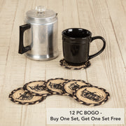 Sawyer Mill Charcoal Farmhouse Rustic Braided Jute Round Drink Coaster Set of 61 (2 Piece Buy One, Get One Free Bundle)