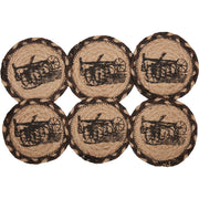 Sawyer Mill Charcoal Farmhouse Rustic Braided Jute Round Drink Coaster Set of 61 (2 Piece Buy One, Get One Free Bundle)