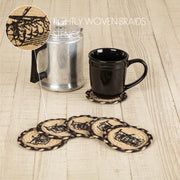 Sawyer Mill Charcoal Farmhouse Rustic Braided Jute Round Drink Coaster Set of 61 (2 Piece Buy One, Get One Free Bundle)
