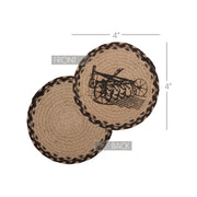 Sawyer Mill Charcoal Farmhouse Rustic Braided Jute Round Drink Coaster Set of 61 (2 Piece Buy One, Get One Free Bundle)