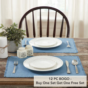 Burlap Blue Placemat Set of 6 Fringed 13x191 (2 Piece Buy One, Get One Free Bundle)