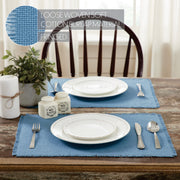Burlap Blue Placemat Set of 6 Fringed 13x191 (2 Piece Buy One, Get One Free Bundle)