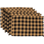 Burlap Black Check Placemat Fringed Set of 6 12x18 (12 Piece Bundle)