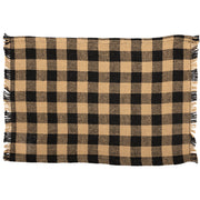 Burlap Black Check Placemat Fringed Set of 6 12x18 (12 Piece Bundle)