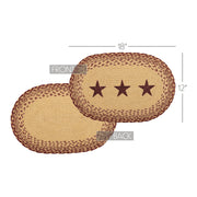Burgundy Tan Jute Placemat Stencil Stars Set of 6 12x18 (12 Piece Bundle)