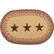 Burgundy Tan Jute Placemat Stencil Stars Set of 6 12x18 (12 Piece Bundle)