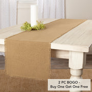 Burlap Natural Runner Fringed 13x90 (2 Piece Buy One, Get One Free Bundle)