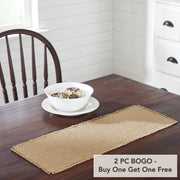 Burlap Natural Runner Fringed 8x24 (2 Piece Buy One, Get One Free Bundle)