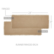 Burlap Natural Runner Fringed 8x24 (2 Piece Buy One, Get One Free Bundle)