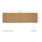 Burlap Natural Runner Fringed 13x48 (2 Piece Buy One, Get One Free Bundle)