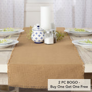 Burlap Natural Runner Fringed 13x72 (2 Piece Buy One, Get One Free Bundle)