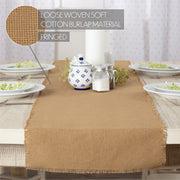 Burlap Natural Runner Fringed 13x72 (2 Piece Buy One, Get One Free Bundle)