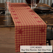 Burgundy Star Runner Woven 13x72 (2 Piece Buy One, Get One Free Bundle)