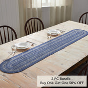 Great Falls Blue Jute Oval Runner 13x72 (2 Piece Buy One, Get One Free Bundle)