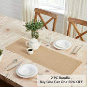 Greetings Jute Burlap Tan Runner 12x36 (2 Piece Buy One, Get One Free Bundle)