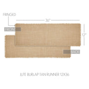 Greetings Jute Burlap Tan Runner 12x36 (2 Piece Buy One, Get One Free Bundle)