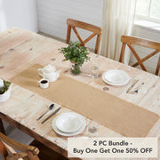 Greetings Jute Burlap Tan Runner 12x48 (2 Piece Buy One, Get One Free Bundle)