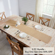 Greetings Jute Burlap Tan Runner 12x72 (2 Piece Buy One, Get One Free Bundle)