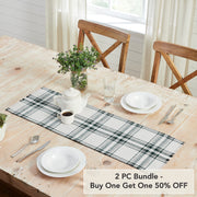 Harper Plaid Green White Runner Fringed 12x36 (2 Piece Buy One, Get One Free Bundle)