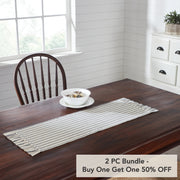 Kaila Ticking Stripe Ruffled Runner 12x36 (2 Piece Buy One, Get One Free Bundle)