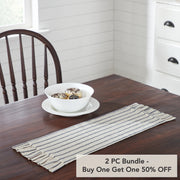 Kaila Ticking Stripe Ruffled Runner 8x24 (2 Piece Buy One, Get One Free Bundle)
