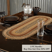 Kettle Grove Jute Runner 13x36 (2 Piece Buy One, Get One Free Bundle)