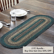 Pine Grove Jute Oval Runner 13x36 (2 Piece Buy One, Get One Free Bundle)