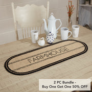 Sawyer Mill Charcoal Creme Farmhouse Jute Runner 13x36 (2 Piece Buy One, Get One Free Bundle)