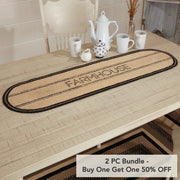 Sawyer Mill Charcoal Creme Farmhouse Jute Runner 13x48 (2 Piece Buy One, Get One Free Bundle)