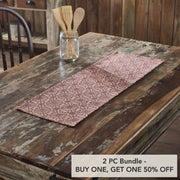 Custom House Burgundy Tan Jacquard Runner 12x36 (2 Piece Buy One, Get One Free Bundle)