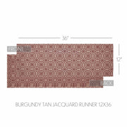 Custom House Burgundy Tan Jacquard Runner 12x36 (2 Piece Buy One, Get One Free Bundle)
