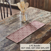 Custom House Burgundy Tan Jacquard Runner 8x24 (2 Piece Buy One, Get One Free Bundle)