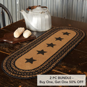 Farmhouse Jute Runner Stencil Stars 13x36 (2 Piece Buy One, Get One Free Bundle)