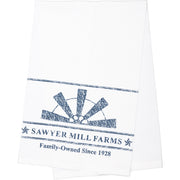 Sawyer Mill Blue Windmill Blade Muslin Bleached White Tea Towel 19x28 (3 Piece Buy One, Get One Free Bundle)