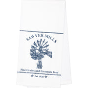 Sawyer Mill Blue Windmill Muslin Bleached White Tea Towel 19x28 (3 Piece Buy One, Get One Free Bundle)