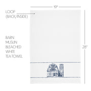 Sawyer Mill Blue Barn Muslin Bleached White Tea Towel 19x28 (3 Piece Buy One, Get One Free Bundle)