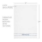 Sawyer Mill Blue Farmhouse Muslin Bleached White Tea Towel 19x28 (3 Piece Buy One, Get One Free Bundle)