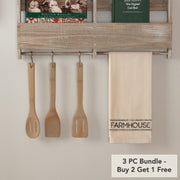 Sawyer Mill Charcoal Farmhouse Muslin Unbleached Natural Tea Towel 19x28 (3 Piece Buy One, Get One Free Bundle)