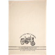 Sawyer Mill Charcoal Tractor Muslin Unbleached Natural Tea Towel 19x28 (3 Piece Buy One, Get One Free Bundle)