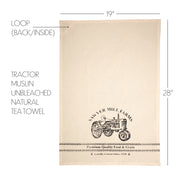 Sawyer Mill Charcoal Tractor Muslin Unbleached Natural Tea Towel 19x28 (3 Piece Buy One, Get One Free Bundle)