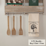 Sawyer Mill Charcoal Windmill Muslin Unbleached Natural Tea Towel 19x28 (3 Piece Buy One, Get One Free Bundle)